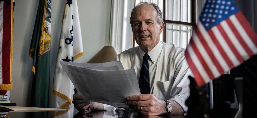 Dave Lebryk in his office at Treasury. Lebryk, a career civil servant, played a key role in tracking the nation's finances ahead of a possible debt ceiling breach.